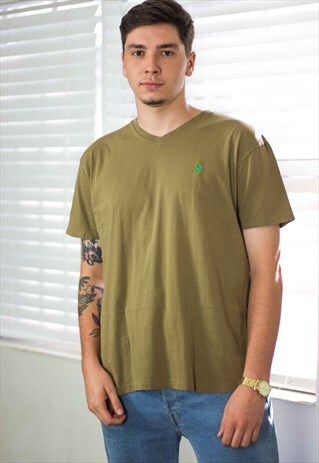 VINTAGE POLO RALPH LAUREN T-SHIRT LOGO 90S M 5.8