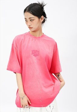 Paint splatter t-shirt Y2K gradient top Gothic tee in pink