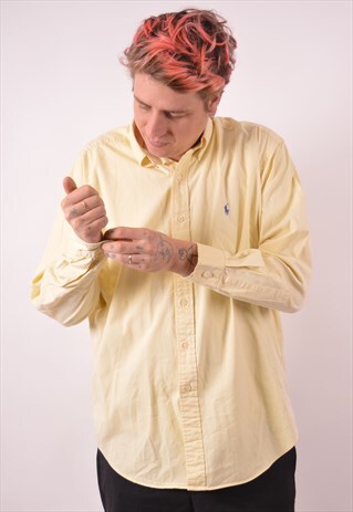 RALPH LAUREN MENS VINTAGE SHIRT LARGE YELLOW 90S