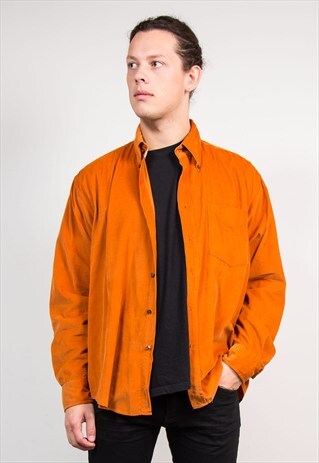 VINTAGE 90'S OVERSIZE ORANGE CORD SHIRT