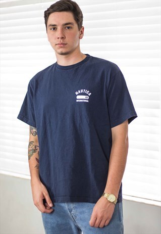 VINTAGE NAUTICA T-SHIRT LOGO 90S L 7.6