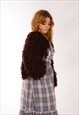 OVERSIZED DEEP PURPLE SHAGGY LOOP KNIT CARDIGAN CARDI