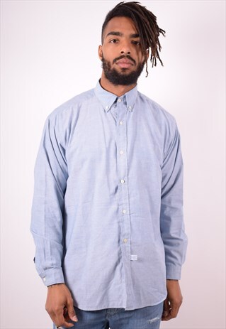 POLO RALPH LAUREN MENS VINTAGE SHIRT LARGE BLUE 90S