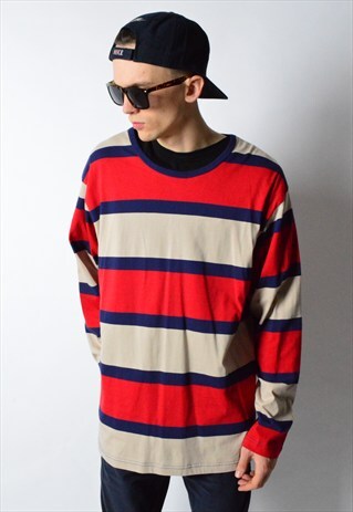 VINTAGE 90S STRIPED LONG SLEEVE COTTON TOP
