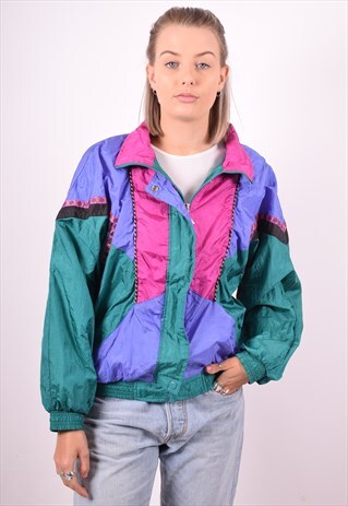 ADIDAS WOMENS VINTAGE TRACKSUIT TOP JACKET LARGE MULTI 90'S