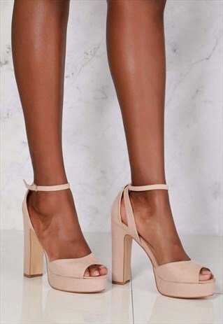 PLATFORM PEEPTOE SANDAL IN NUDE SUEDE