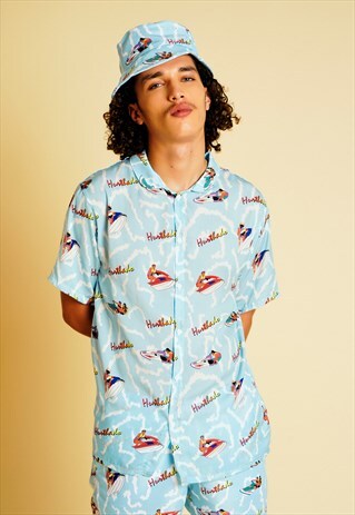 HANDMADE SHORT SLEEVED SHIRT WITH JET SKI PATTERN