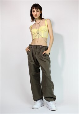 Vintage Y2K Esprit Tech Sports  Trousers Beige Medium