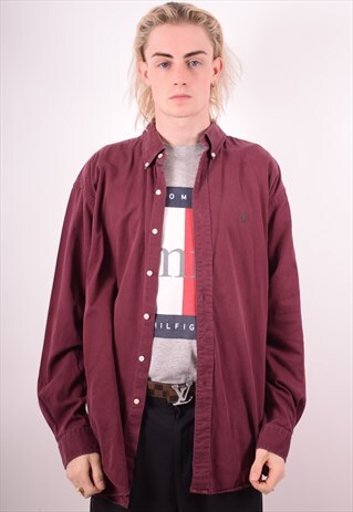 RALPH LAUREN MENS VINTAGE SHIRT XL MAROON 90S