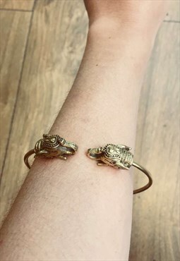 Classic Gold Double Elephant Bracelet Adjustable