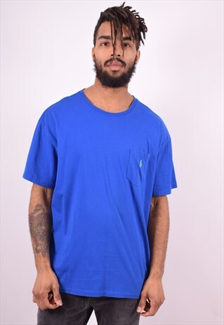 POLO RALPH LAUREN MENS VINTAGE T-SHIRT TOP XL BLUE 90'S