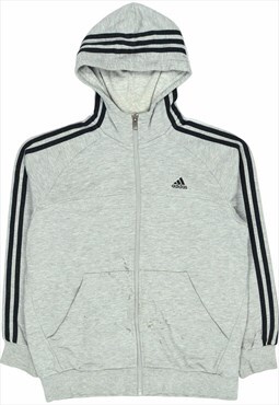 Adidas 90's Spellout Zip Up Hoodie Large Grey