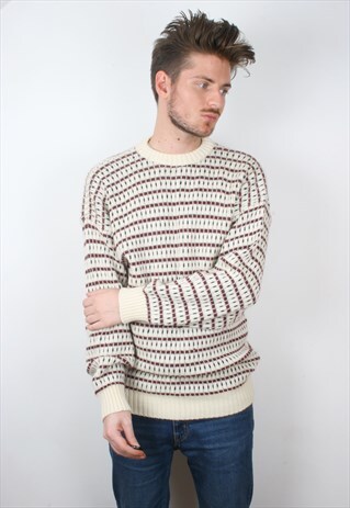 VINTAGE CHUNKY KNIT PATTERNED WOOLLEN JUMPER