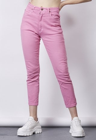 VINTAGE 90'S LEE PINK HIGH-WAIST CONTRAST STITCH JEANS