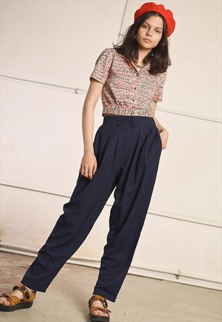 90'S RETRO NAVY BLUE HAREM FESTIVAL SUMMER TROUSERS