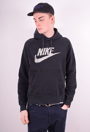 NIKE MENS VINTAGE HOODIE JUMPER MEDIUM BLACK 90'S