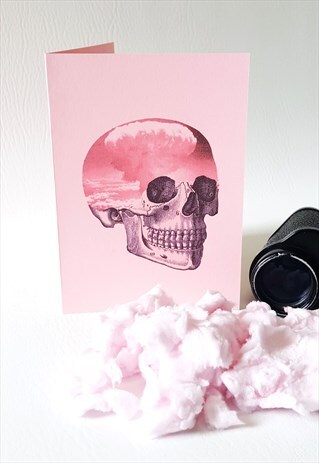 ATOMIC CLOUD BLANK GREETING CARD PINK