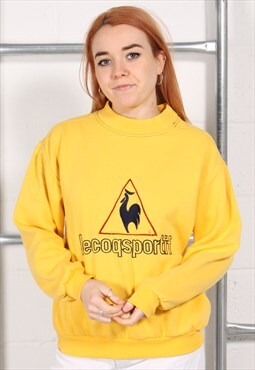 Vintage Le Coq Sportif Sweatshirt in Yellow Jumper Small
