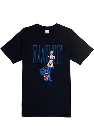 ORGANIC BLACK TEE WITH PANTHER WOMAN TEE