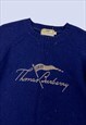 NAVY BLUE WOOL LONG SLEEVED CASUAL JUMPER