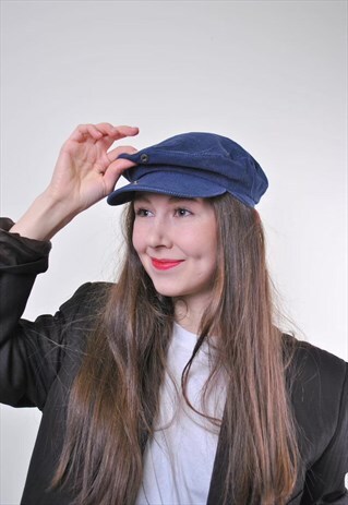 WOMEN BLUE VINTAGE UTILITY NEWS BOY WORKER CAP