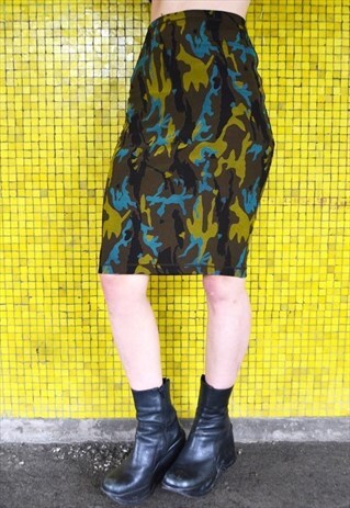 90'S CAMO CAMOUFLAGE VTG PENCIL SKIRT