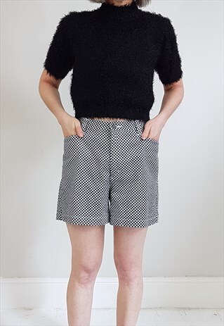 black and white checked shorts