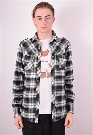 MENS VINTAGE FLANEL SHIRT LARGE MULTI MADRAS 90S