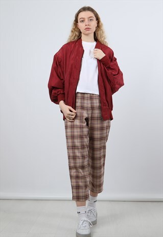 VINTAGE MEDIUM BURGUNDY BOMBER JACKET