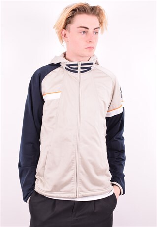 ADIDAS MENS VINTAGE HOODIE JACKET MEDIUM BEIGE 90'S