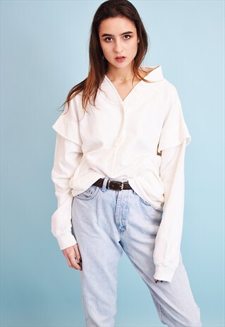 COOL VINTAGE 90'S RETRO OVERSIZED OFF-WHITE SWEATSHIRT