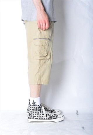 VINTAGE 90S BEIGE CHAMPION CARGO SHORTS