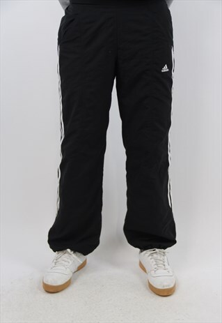 VINTAGE ADIDAS BLACK SOFT TRACKSUIT BOTTOMS