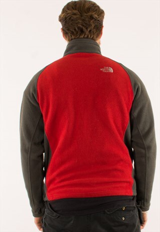 VINTAGE RED GREY THE NORTH FACE FULL ZIP FLEECE