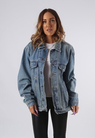 VINTAGE DENIM JACKET OVERSIZED FITTED UK 16 XL (95AB)