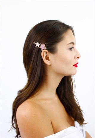 PINK SILVER STAR HAIR CLIP PIN