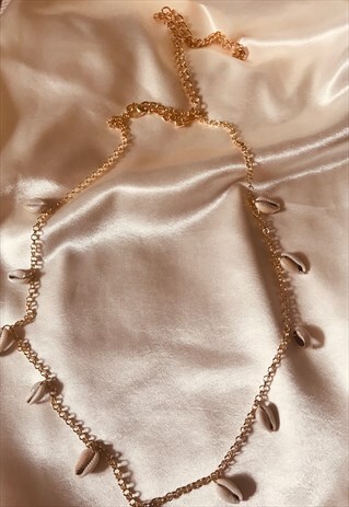 GOLD BELLY CHAIN BELT WITH SEA SHELLS