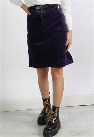 VINTAGE Y2K CORDUROY CORD SKIRT PURPLE 34'