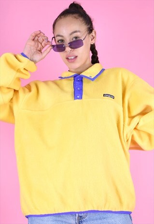 VINTAGE 90S PATAGONIA FLEECE HALF ZIP YELLOW PURPLE