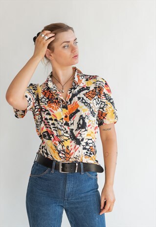 VINTAGE 80S FUNKY SHORT SLEEVE FESTIVAL SHIRT