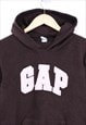 VINTAGE GAP FLEECE HOODIE BROWN WITH SPELL OUT LOGO 90S