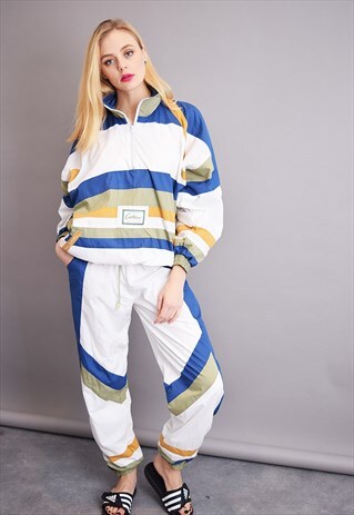 90'S RETRO ATHLEISURECOLOR BLOCK TRACKSUIT CO-ORD TWO PIECE