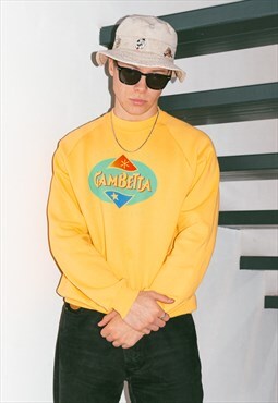 Vintage 90s Screen Star Printed Graphic Sweatshirt In Yellow