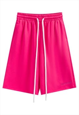 Neon pink basketball shorts retro skater summer pants  