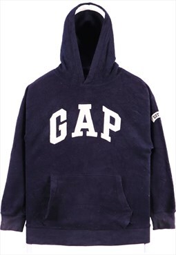 Gap 90's Spellout Logo Fleece Pullover Hoodie XLarge Navy Bl