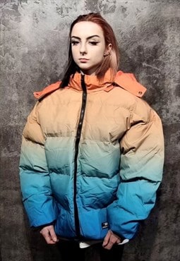 Gradient rainbow bomber tie-dye jacket yellow orange puffer 