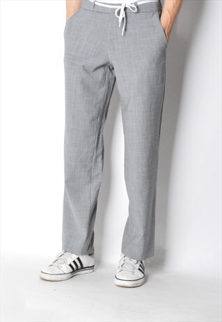 VINTAGE 90S GREY MINIMALIST WOOL BLEND PANTS