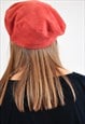 NEW, HANDMADE SUEDE LEATHER BERET IN RED