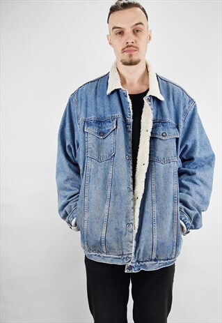VINTAGE WRANGLER DENIM JACKET WITH SHEARLING LINING