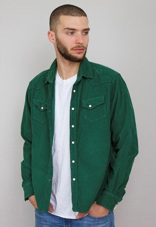 VINTAGE 90S GREEN CORDUROY SHIRT